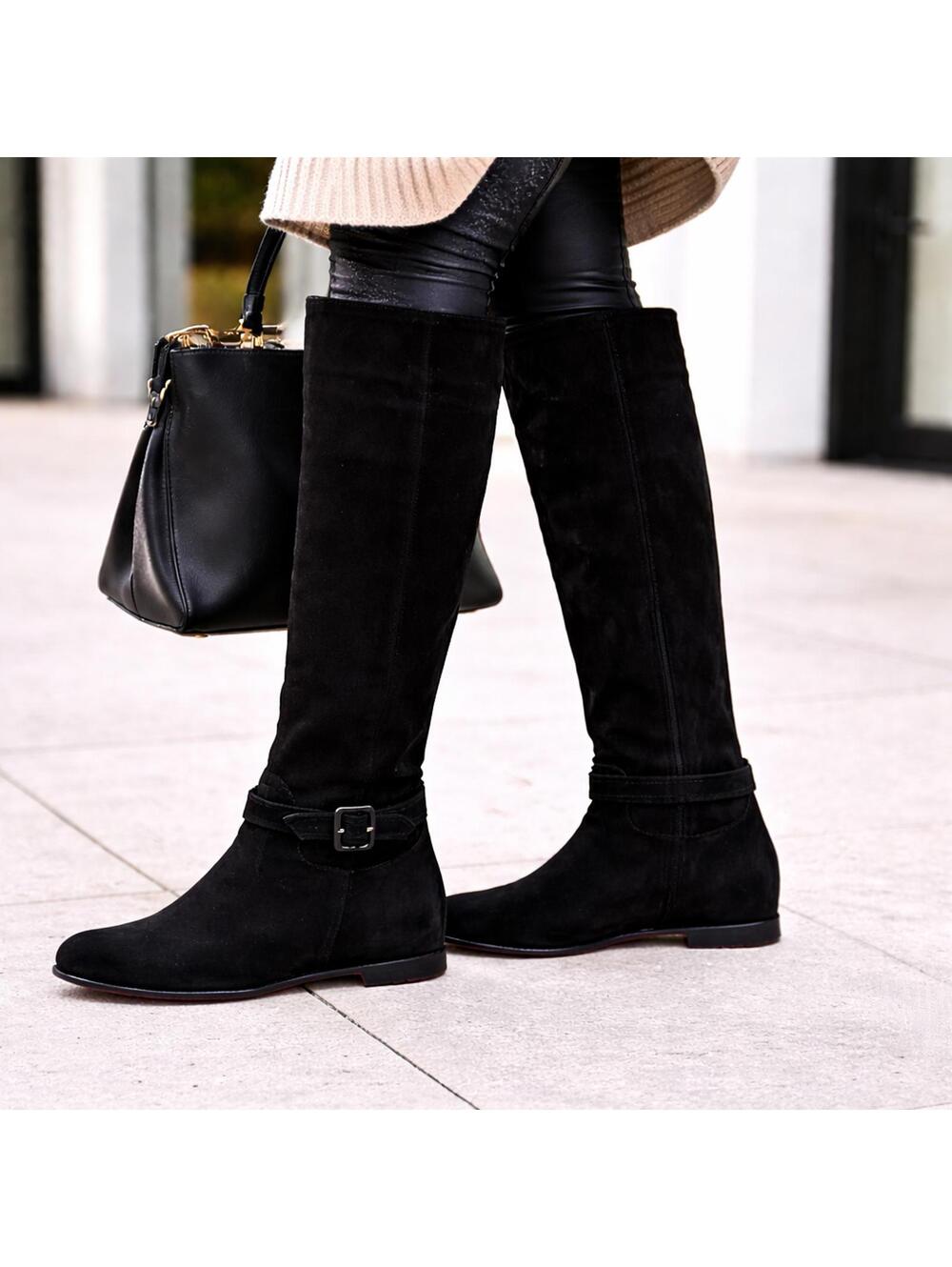 Christian Louboutin Black Suede Knee-High Boots  Size 37.5